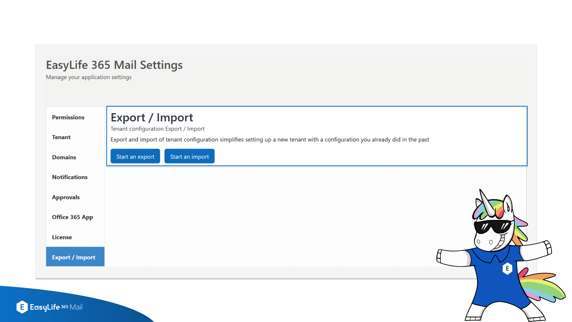 EasyLife 365 Mail- Export and Import of Tenant Mail Configurations