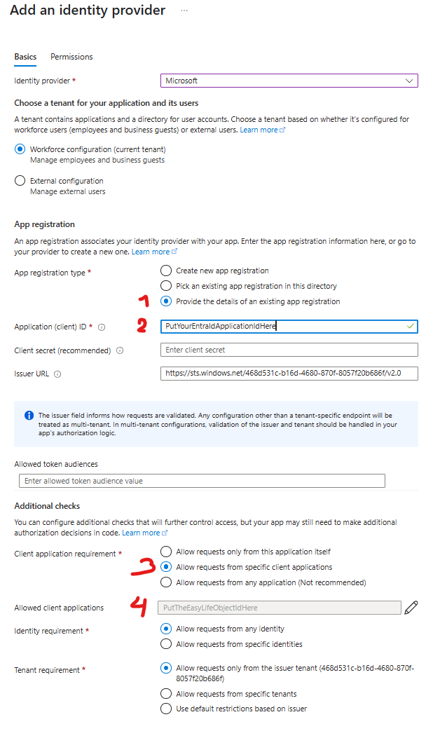 The Easy Auth Configuration in an Azure Function