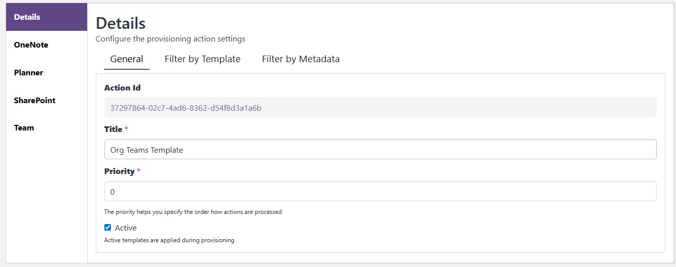 org teams template provisioning