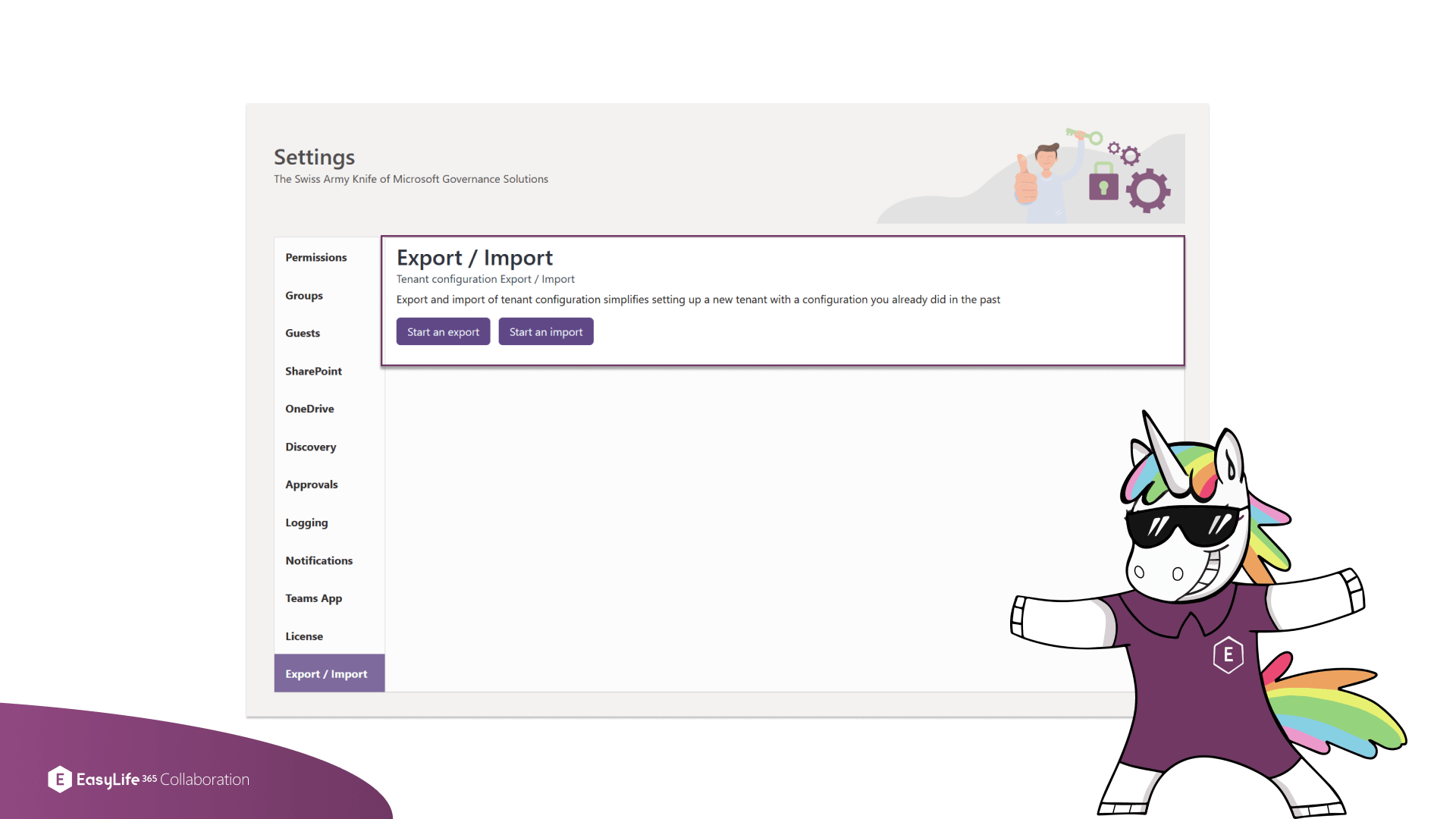 EasyLife 365 Collaboration - Import and Export of Tenant Configurations